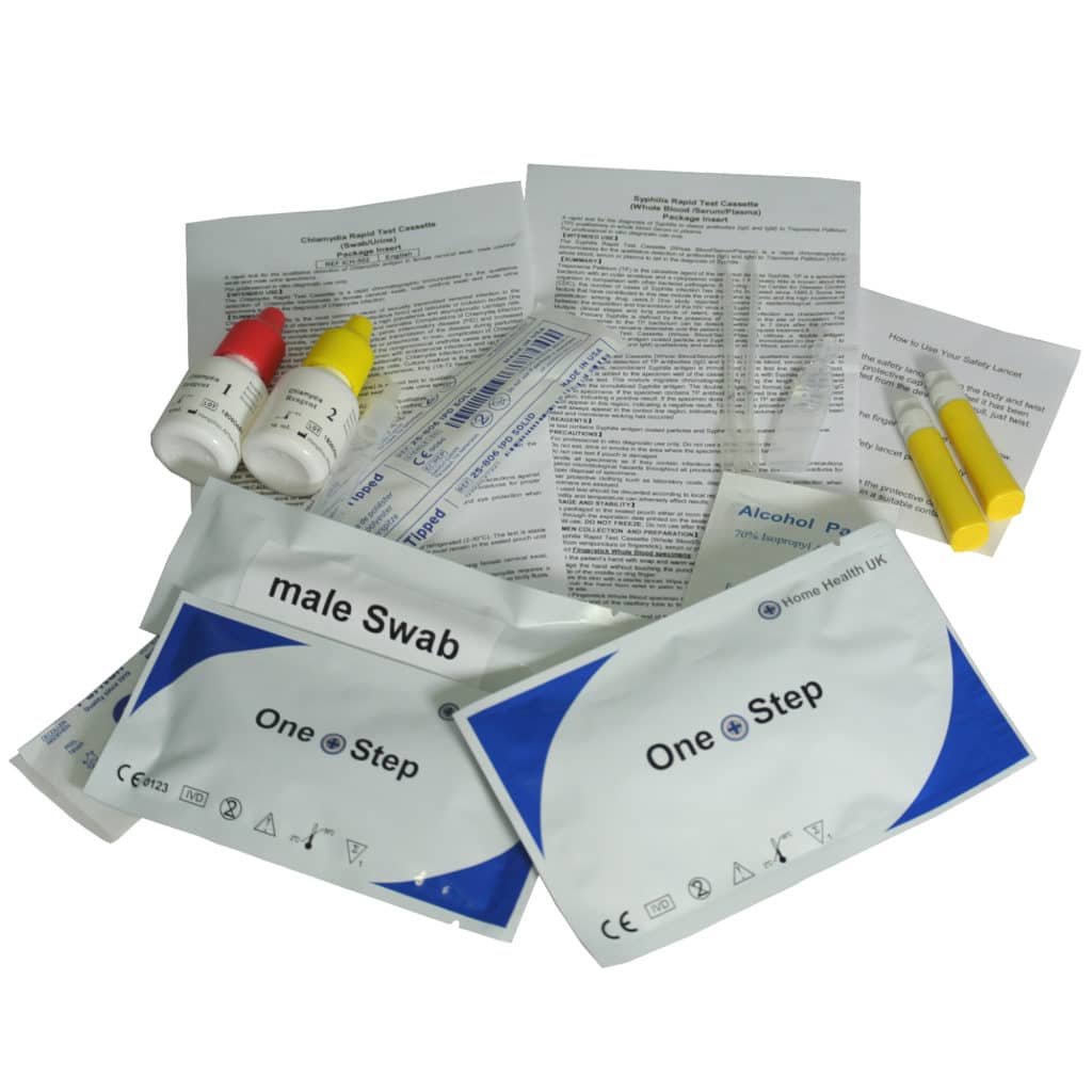 2 x Chlamydia Syphilis &  Gonorrhoea Test Kits STD Medical GP Unisex STD ...