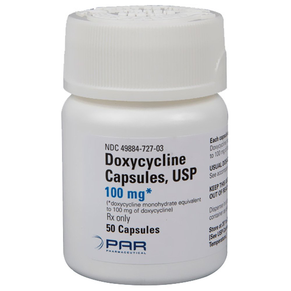 Doxycycline Monohydrate 100mg (50 caps) (Manufacture may vary)