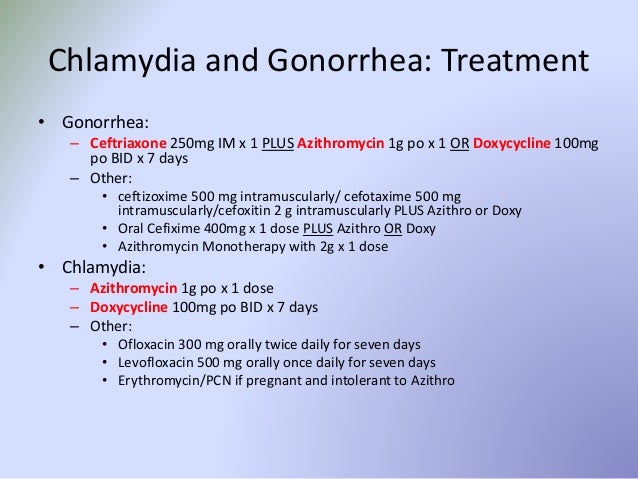 Gonorrhea And Chlamydia Treatment Dosage